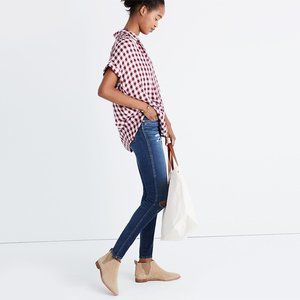 MADEWELL Central Shirt burgundy maroon Gingham Check Medium boxy blouse | XS, S